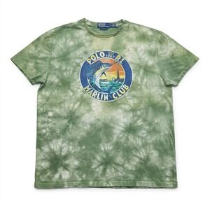 Polo Ralph Lauren Marlin Club T-Shirt Mens Medium Green Tie Dye Graphic Tee